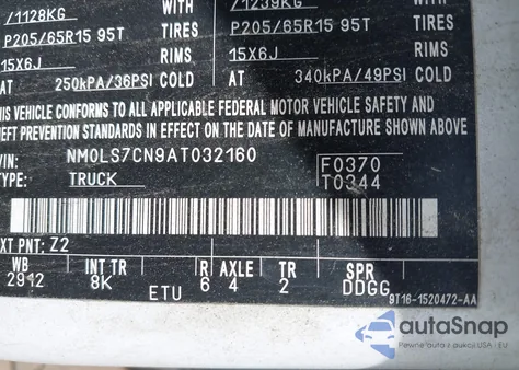 2010 Ford Transit Connect Xl из США, поврежденный, VIN NM0LS7CN9AT032160